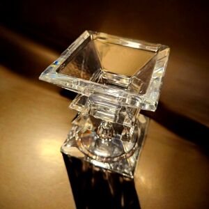 Shannon Lead Crystal Pagoda Design Solid Heavy Glass Pillar Candle Holder